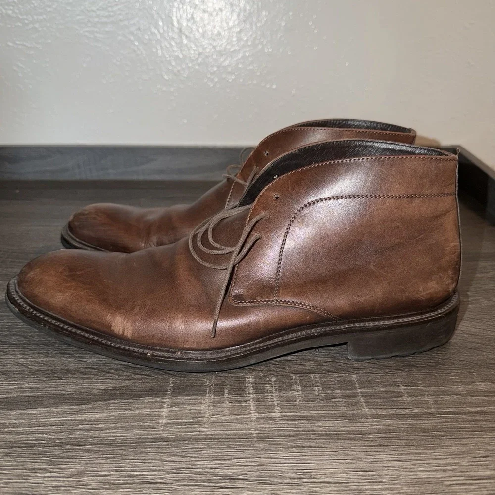 To Boot New York Brown Men's Leather Chukka Ankle Boots Lace Up Rubber 12